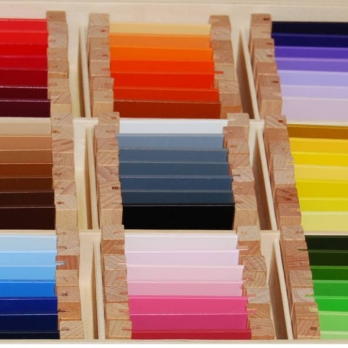 3ème boite de couleurs plaquettes bois Montessori