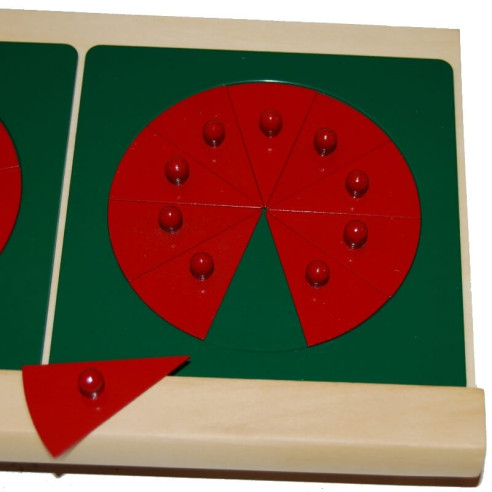Cercles en métal pour les fractions  et suppport en bois Montessori Montessori