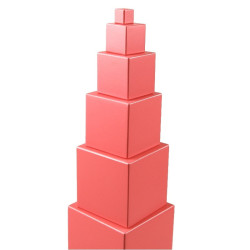 Tour rose Montessori (en hêtre) et son socle 2