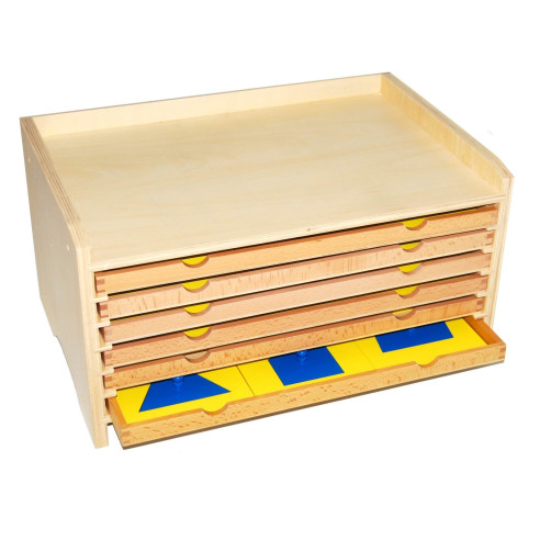 Cabinet de géométrie 6 tiroirs Montessori