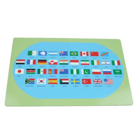 Puzzle carte du monde avec drapeaux Montessori