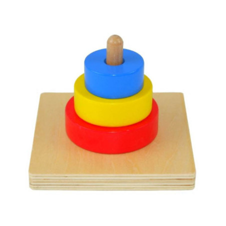 3 disques sur tige verticale Montessori