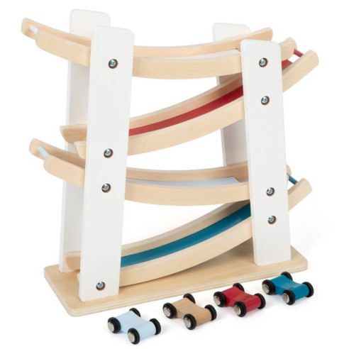 Circuit voiture montessori en bois-Petit voiture et train pour