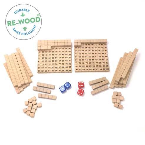 Jeu du tableau de cent en RE-Wood® - Matériel Montessori