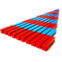 Barres rouges et bleues en hêtre (premium) Montessori