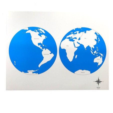 Carte des continents labelisée (anglais) Montessori