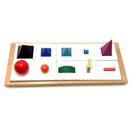 Solides des symboles grammaticaux avec plateau Montessori
