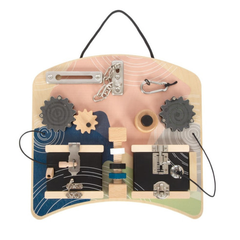 Planche de motricité en bois serrures et rotations