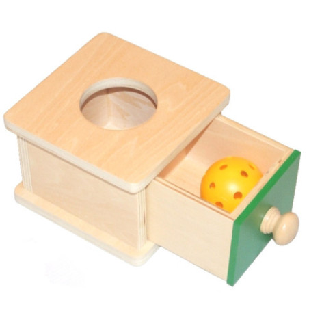 Boite à forme avec tiroir et boule - Matériel Montessori