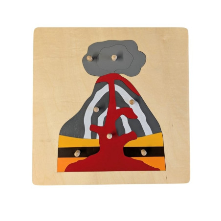 Puzzle en bois du volcan en éruption - Matériel Montessori Puzzle en bois du volcan en éruption - Matériel Montessori