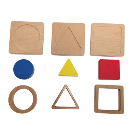 Jeu d'encastrement de 3 formes géométriques Eveil Montessori