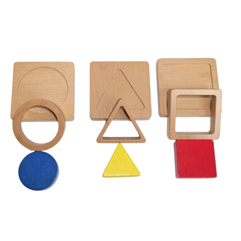 Jeu d'encastrement de 3 formes géométriques Eveil Montessori