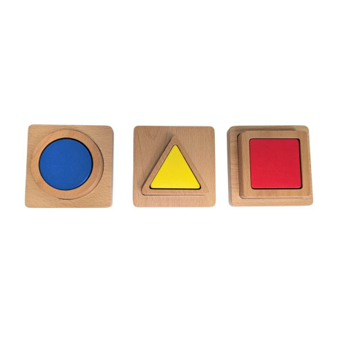Jeu d'encastrement de 3 formes géométriques Eveil Montessori