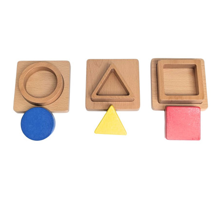 Jeu d'encastrement de 3 formes géométriques Eveil Montessori