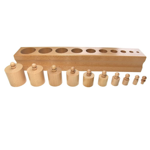 Bloc de cylindres n°1 en bois, Mathématiques Montessori