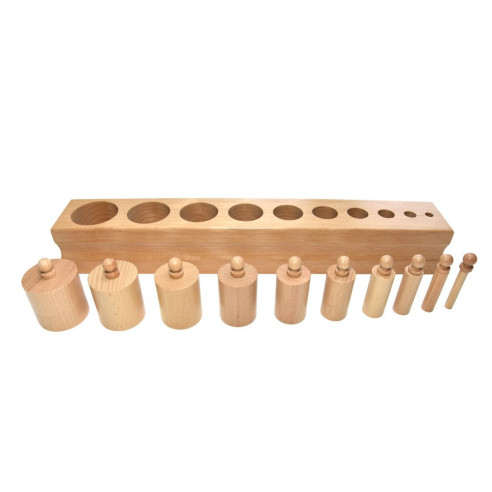 Bloc d'encastrement en bois cylindrique n°2, mathématiques Montessori