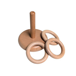 Tige d'encastrement verticale avec 3 anneaux en bois 2