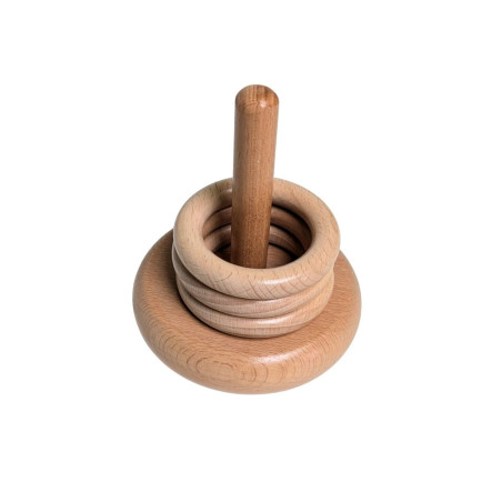 Tige d'encastrement verticale avec 3 anneaux en bois