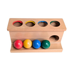 Traqueur de balles en bois avec 4 balles de couleur 2