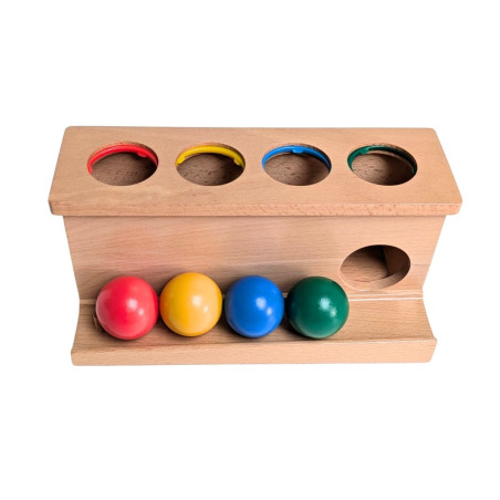 Traqueur de balles en bois avec 4 balles de couleur
