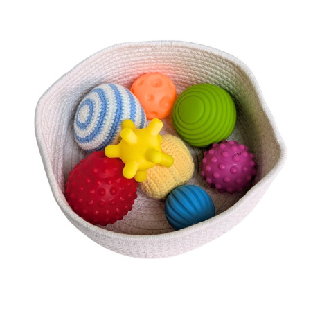 Lot de 8 balles sensorielles avec panier