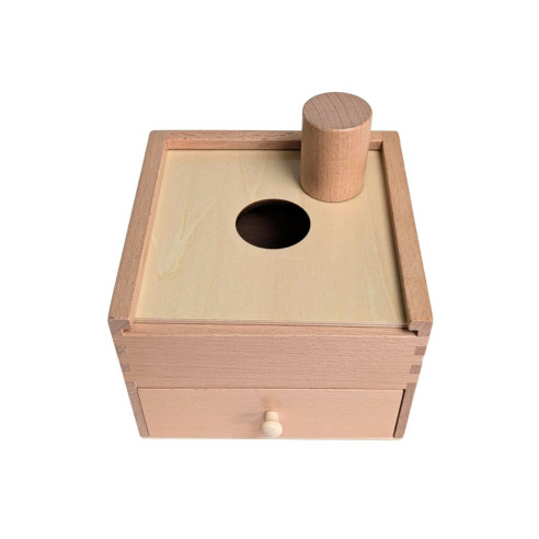 Boite permanence en bois  avec 4 solides à encastrer, éveil Montessori