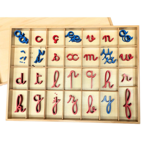 Alphabet mobile  Montessori cursif en bois