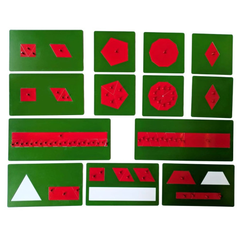 Matériel des équivalences, 13 plaques en métal. Mathématiques Montessori.