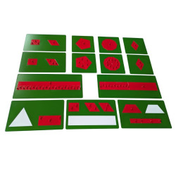 Matériel des équivalences, 13 plaques en métal. Mathématiques Montessori.