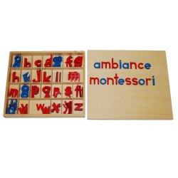 Petit alphabet mobile script en bois Montessori